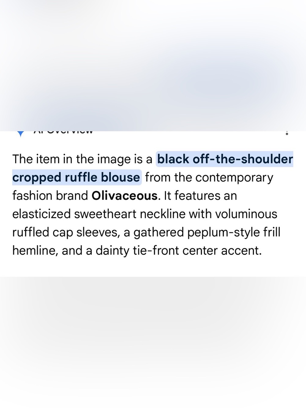 Olivaceous off the shoulder ruffle crop black, top,, sz S, nwt adorable!🖤 - Picture 7 of 7
